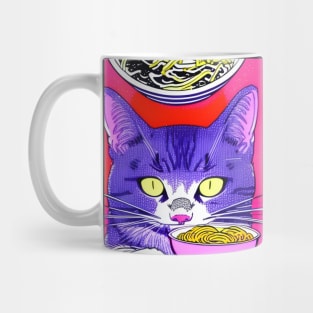 Cat Eating Ramen Noodle Soup Mug